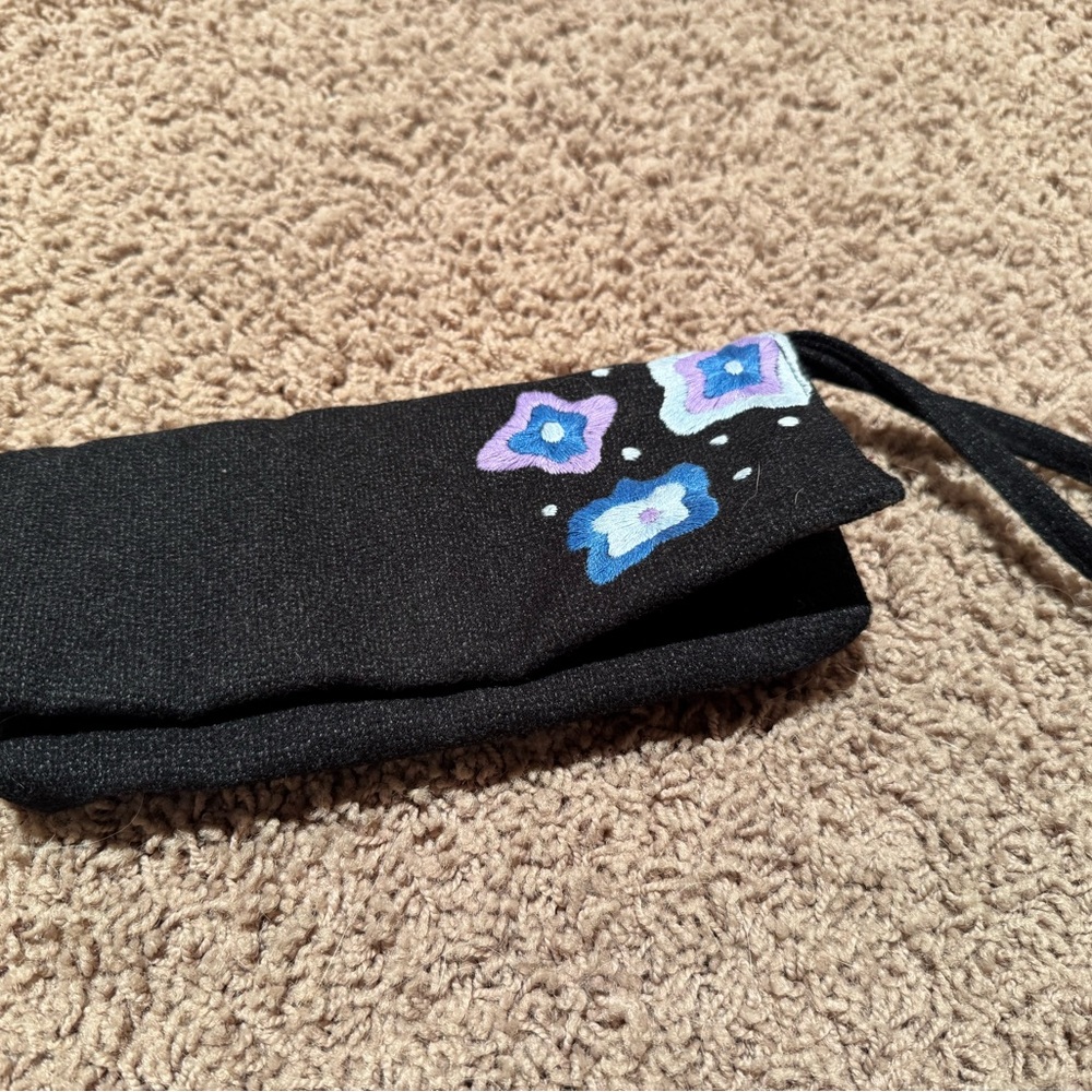 Black Clutch with Floral Design